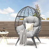 DWVO Egg Chair Patio Rattan Chair with Stand Anti-Slip All-Weather Poratble Adjustable Chair Feet Wicker Egg Lounger Chair for Indoor Outdoor 330LBS (Grey) DWVO