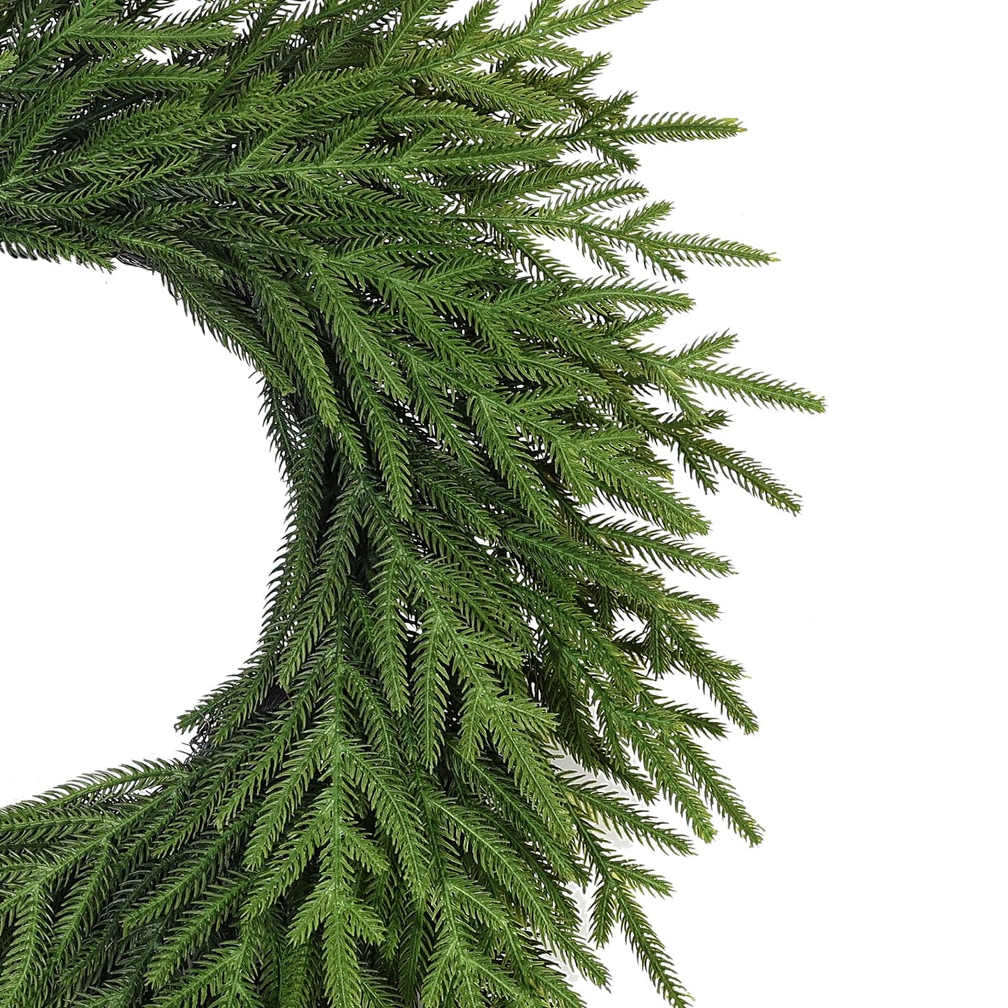 24" Norfolk Pine Wreath for Front Door, Artificial Christmas Wreath Faux Pine Green Wreath for Wall Windows Mantle Outdoor Outside Christmas Decoration