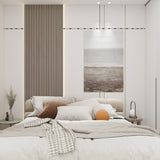 eazart Acoustic Wood Veneer Slat Wall Panels for Interior Wall and Ceilings Decor | Sound-Absorbing Felt Board | 3D Sound Proof Decorative Panels | 94.49” x 23.62” Each Box | 2 Pack | Natural Walnut eazart