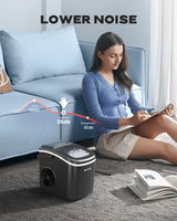 ecozy Ice Makers Countertop, Portable Ice Machine with Carry Handle, Ice in 6Mins, 26 lbs/Day, Auto-Cleaning Ice Maker with Basket and Scoop, for Home/Kitchen/Camping/RV ecozy