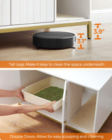 Feandrea Litter Box Enclosure, Modern Cat Litter Box Furniture Hidden, with Scratching Mat, Tall Legs, Cat House, Side End Table, 31.5 x 19.7 x 21.7 Inches, White and Gold UPCL007W01 Feandrea