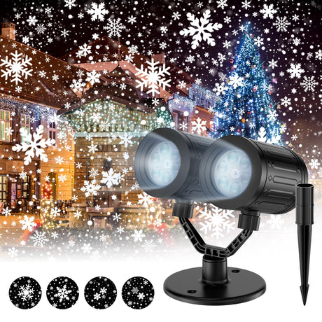 afzdby Christmas Snowflake Projector Lights Outdoor,Timer Setting Double Head Snowfall Led Lights Waterproof,Landscape Decorative Lighting Projection Lamp for Xmas Holiday Wedding Indoor Garden Patio afzdby