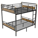 Duxelifin Full Over Full Bunk Bed for Teens & Kids, Heavy-Duty Metal Bunkbeds Industrial Convertible Bunk Bed Frame with High Safety Rails and Ladders, No Box Spring Needed (Black) Duxelifin