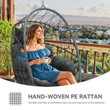 YITAHOME Hanging Egg Chair, Patio Wicker Hammock Egg Chair Basket Swing with Cushion, Outdoor 330lbs Rattan Outdoor Swing for Balcony Garden Bedroom, Gray (Stand not Included) YITAHOME