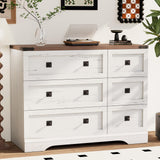 Royal Windsor Farmhouse 6 Drawer Dresser for Bedroom, Chest of Drawers Dresser for Closet, Clothes Organizers and Storage with Spacious Tabletop, Wooden Dressers for Living Room, White Royal Windsor