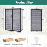 Outdoor Resin Storage Shed with Floor, Lockable Vertical Tool Shed, Weather-Resistant Garden Storage Cabinet for Backyard Patio (Dark Gray) SEGMART