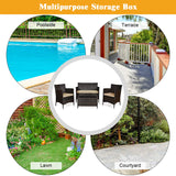 Goplus 4-Piece Rattan Patio Set, Outdoor/Indoor Wicker Conversation Set for Pool, Backyard, Lawn, Wicker Chairs and Sofa with Soft Cushion, Rattan Furniture with Tempered Glass Coffee Table Goplus