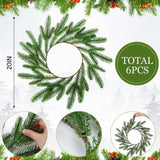 Gandeer Christmas Placemats Set of 6 Round Greenery Place Mats Xmas Circular Artificial Wreath Dining Table Decor Winter Fake Plants Branches Mats for Kitchen Accessories(Norfolk) Gandeer