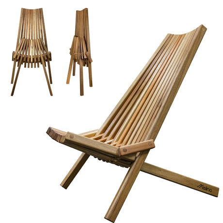 Melino Wooden Folding Chair for Outdoor - Low Profile Acacia Wood Lounge Chair with FSC Certified - Fully Assembled Outdoor Foldable Chairs for Patio, Porch, Pool Deck, Lawn, Garden - Sandstone Melino