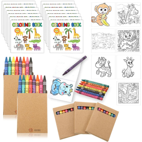 Saypacck 270 Pcs Mini Jungle Safari Coloring Books Zoo Animals Color Books for Kids with 30 Pcs 8 Colors Crayons, Zoo Goodie Bag Stuffers for Party Favors Activities DIY Craft Gift Saypacck