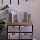 Set of 3 Country Farmhouse Christmas Village Galvanized Grey Metal House Shaped Oversized Votive Candle Holders - Perfect for Rustic Western Décor, Adds Charm to Your Space Zeckos