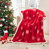 Touchat Red Sherpa Christmas Throw Blanket, Fuzzy Fluffy Soft Cozy Blanket, Fleece Flannel Plush Microfiber Blanket for Couch Bed Sofa (50" X 60",Red Snowflake) Touchat