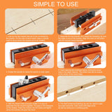 Omninmo Self Centering Doweling Jig, Adjustable Width Dowel Jig Kit for Straight Holes, Biscuit Joiner Set with 3 Drill Bits, 6 Drill Guide Bushings, 30 Wooden Dowels Omninmo