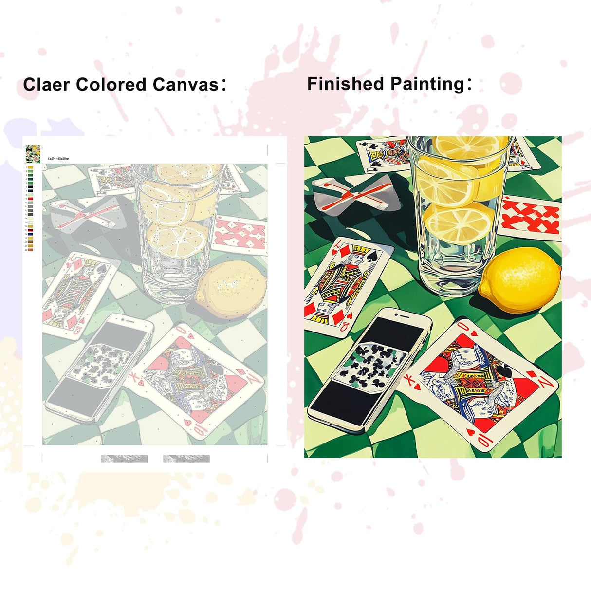 KEYIFA Paint by Numbers Kits for Adults, Playing Cards Paint by Number, DIY Oil Digital Painting Wine Glass, Easy Acrylic Painting Kit Canvas, with Brushes, Art Crafts Gifts for Wall Decor 16x20 in KEYIFA