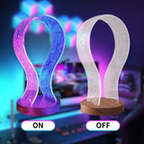 CoolGift Mart Gifts for Gamers and Music Lovers, Light Up Headphone Stand, Walnut Wood Headset Holder with Blue Pink LED Night Light, Ideal Desk Accessory CoolGift Mart
