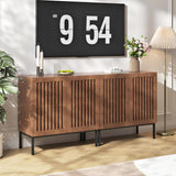 RIBECH 63" Farmhouse Storage Cabinet, Kitchen Sideboard with Metal Base & Adjustable Shelves, Ideal for Living Room, Dining Room, Brown RIBECH