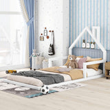 Harper & Bright Designs Twin House Bed Frame with Solid Wood Slats - White Harper & Bright Designs