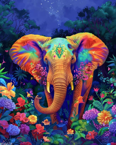 WUIVCTR Colored Elephant Paint by Numbers Kit for Adults, Modern Aesthetic Paint by Number on Canvas, Abstract Art Digital Oil Painting Kits Suitable for Home Wall Decoration Gift 20"x16"