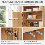 ACCOHOHO Modern Minimalist Bathroom Medicine Cabinet with Adjustable Shelf, Sliding Drawer and Magnetic Push Latch, Above Toilet Wall Mounted Hanging Storage Cabinet, Natural Oak ACCOHOHO