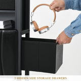 YITAHOME King Size with 2 Storage Drawers and Charging Station, Upholstered Bed with Storage Headboard and LED Light, Heavy Duty Metal Frame Support, No Box Spring Needed, Noise Free, PU Leather Black YITAHOME