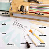 HAOPENGYOU 14.7"x11.4" Large Bamboo Book Press & Bookbinding Kit with Bone Folder, Awl, Needles - Complete DIY Book Repair Craft Set HAOPENGYOU