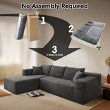 ovios 104" Cloud Sectional Couch with L-Shape Chaise,Modern Modular Sofa with Deep Seat, Upholstered Couches for Living Room Bedroom,No Assembly Required, Grey (Corduroy Fabric) ovios