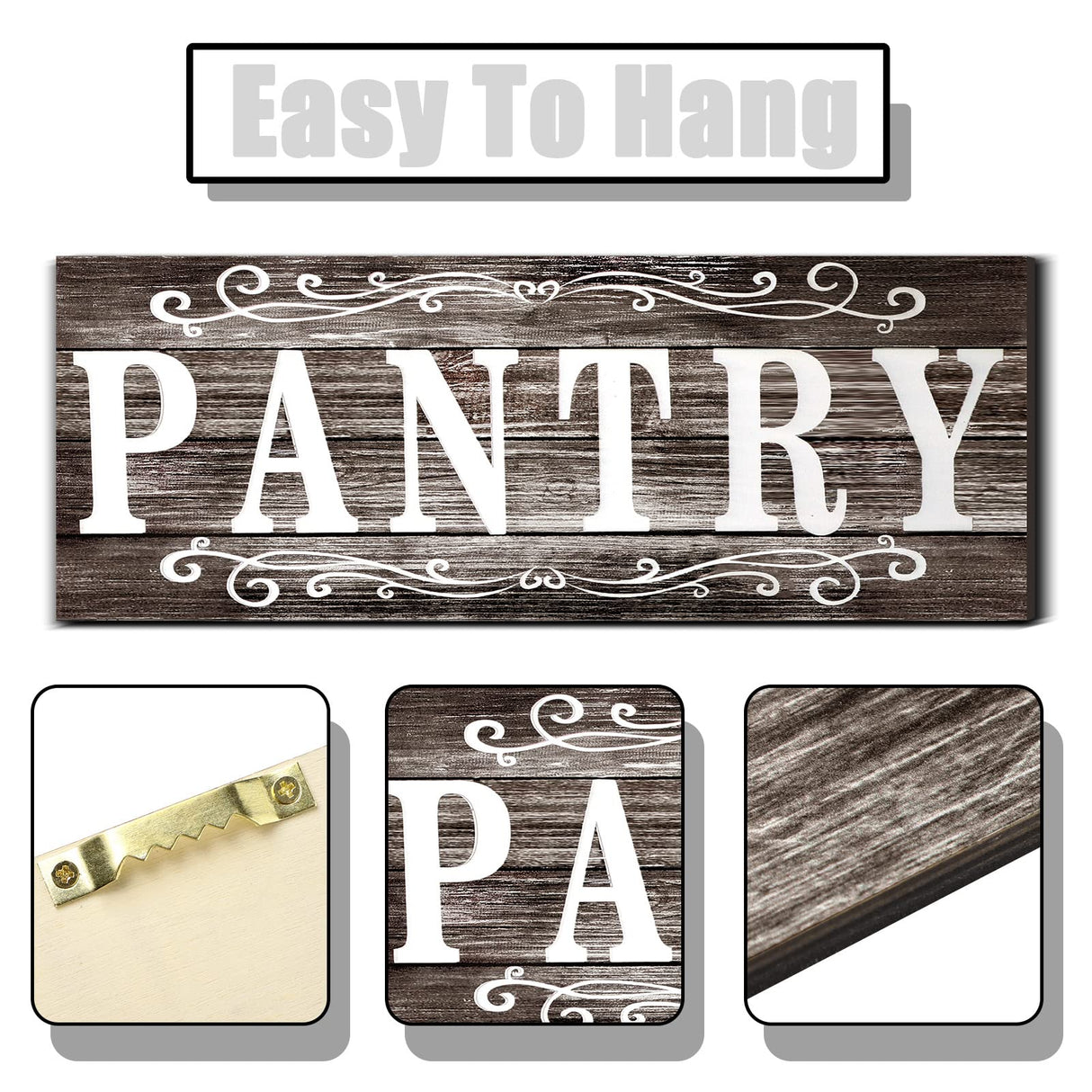 Pantry Sign Pantry Wall Decor Farmhouse Pantry Sign Wooden Rustic Pantry Sign Retro Pantry Hanging Sign Wooden Art Printed Decor for Home Pantry Room Holiday Decoration, 16 x 6 Inches (Gray) Jetec
