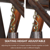 MUPATER Wooden Patio Porch Swing Glider Outdoor with A-Frame Stand, 2 Person Wood Log Porch Swing Bench Chair with Curved Back for Outside Yard, Garden, Deck and Poolside, Rustic MUPATER