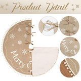 AerWo Christmas Tree Skirt 48 Inches, Burlap Tree Skirt Printed with White Snowflake and Merry Christmas Decor, Brown Tree Skirt for Christmas Decorations New Year Holiday Party Supply Indoor Outdoor AerWo