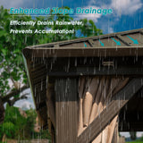 Domi 12' X 18' Hardtop Gazebo, Aluminum Metal Gazebo with Galvanized Steel Double Roof Canopy, Curtain and Netting, Permanent Gazebo Pavilion for Party, Wedding, Outdoor Dining, Brown domi outdoor living