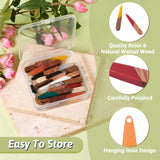 Beadthoven 26pcs/13 Pairs Natural Wood Resin Teardrop Charms DIY Earrings Pendants Mixed Colors Long Water Drop Shape Wooden Pendants for Statement Jewelry Making Findings BB Beadthoven