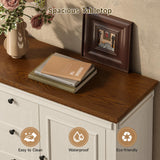 48 Inches Buffet Cabinet with Storage, 34" Tall Farmhouse Sideboard Buffet with 3 Drawers and 2 Doors, Wood Coffee Bar Cabinet with Adjustable Shelves, Credenza for Kitchen, Living Room, Antique White ONBRILL