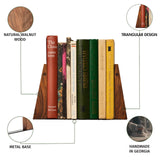 TILISMA Walnut Bookends for Shelves | Wood Book Ends for Heavy Books | Handmade Wooden Bookend for Shelf | Decorative Book End Heavy Duty | Modern Book Separator Stopper | Gifts for Readers (4 Pair) TILISMA