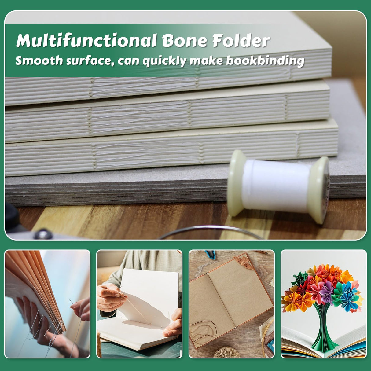 WONVOC Book Binding Kit, Book Making Kit, Bone Folder Tool for Paper Crafting, Awl Tool Bookbinding,Waxed Thread, Bookbinding Needles for DIY Bookbinding Crafts WONVOC