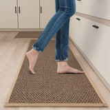 SUMLANS Kitchen Mat Set of 2 PCS, Cushioned Non Slip Rugs for Kitchen Floor, Absorbent Runner Comfort Standing Mats Washable for Kitchen, Office, Home (Brown, 17.3"x47"+17.3"x30") SUMLANS
