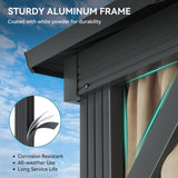 YITAHOME 12x18ft Gazebo Double Roof Hardtop Canopy Outdoor Heavy Duty w/Nettings and Curtains, Upgraded Aluminum Column Galvanized Steel Vertical Stripes Roof for Patio, Backyard, Deck, Lawns, Brown YITAHOME