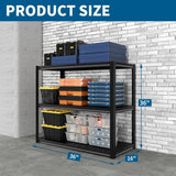 YEEZER Shelving Units and Storage, 1800LBS Garage Storage Shelves, 3 Tier Shelving Unit, Steel Industrial Shelving, Adjustable Standing Shelf for Garage, Pantry, Closet 36" H x 36" W x 16" D, Black YEEZER