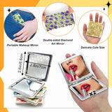 FILASLFT Diamond Art Mirror, 4 Pcs Diamond Painting Mirror, Flower Diamond Painting Compact Mirror, Portable Magnifying Folding Purse Mirror FILASLFT