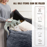 Bean Bag Chair Cover(No Filler) Soft Faux Fur Stuffed Animal Bean Bag Storage, Fluffy Plush Bean Bag Chair Cover Washable, Comfy Bean Bag Chairs for Adults Kids Teens WSOFRLAC