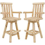 Sunnydaze Rustic Bar Stool, Log Cabin Style Unfinished Wood Construction, 4-Foot, Set of 2 Sunnydaze