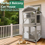 PetsCosset 71" Cat House Outdoor Catio Cat Enclosures, Indoor Kitty Cage Condo Attachable Window with 3 Platforms Waterproof Roof and Resting Box for Patio PetsCosset