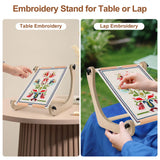 Embroidery Table Stand - Adjustable Cross Stitch Hoop Stand, Wood Embroidery Hoop Stand for Lap or Table, Cross Stitch Frame with 2 Sizes Rod embhand
