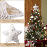 Syhood 10 Inch Star Christmas Tree Topper Crochet Star Farmhouse Holiday Xmas Decor for Christmas Tree Topper Ornament Party Decoration Syhood