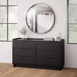 Prepac Simply Modern 6-Drawer Double Dresser for Bedroom, Chest of Drawers, Modern Bedroom Furniture, 52.5” wide x 16” deep x 29.5” tall, Black Prepac