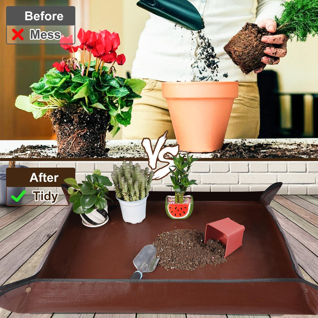 HNXTYAOB 39"x 31" Large Repotting Mat for House Plant Transplanting and Potting Soil Control Portable Gardening Tray Plant Gifts for Plant Lovers HNXTYAOB