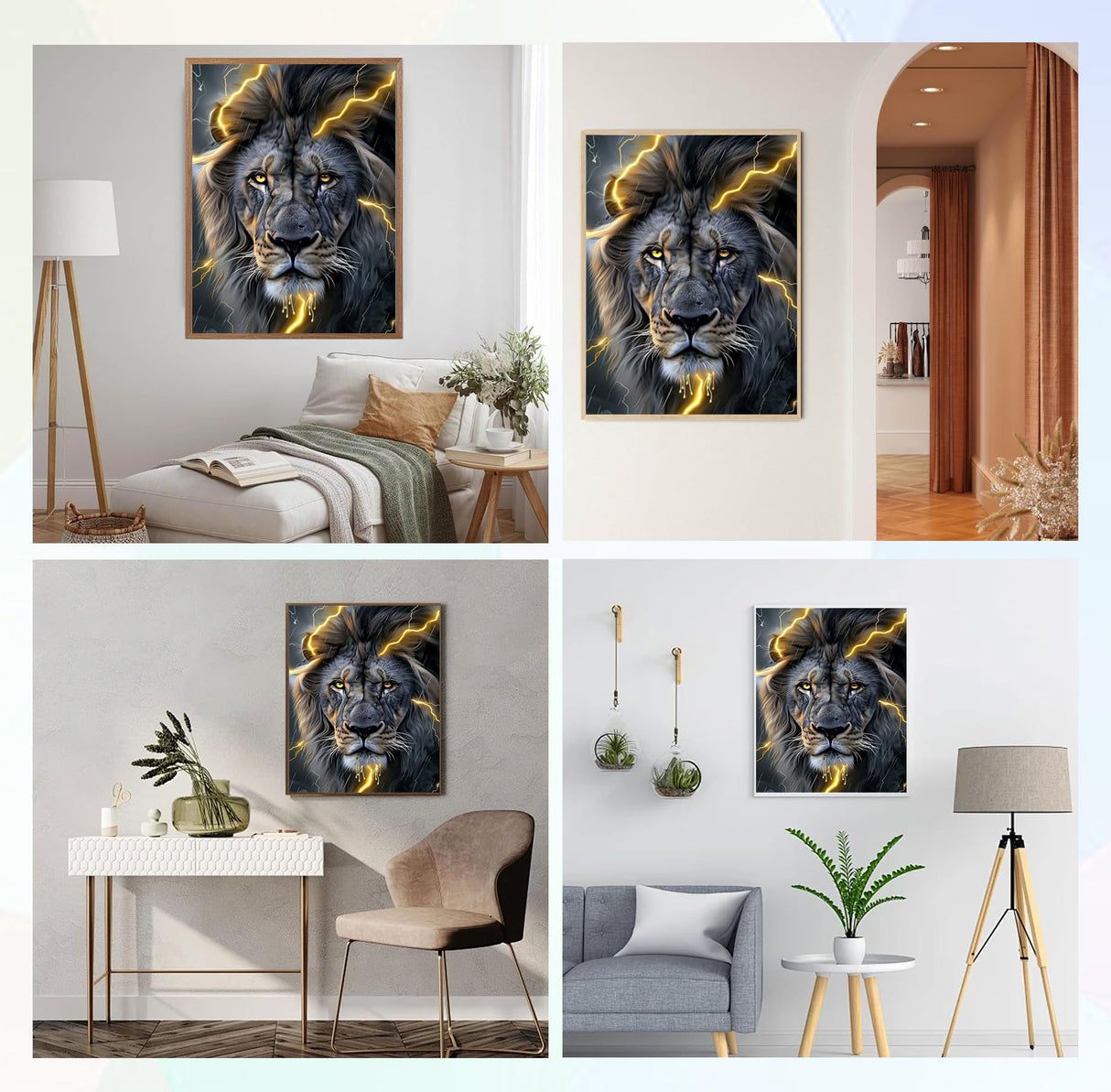 QENSPE Lion Diamond Painting,Diamond Art Kits for Adults,DIY 5D Round Full Drill Diamond Art for Beginners,Diamond Dots for Adults,Home Wall Decor 12x16 inch QENSPE