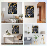 QENSPE Lion Diamond Painting,Diamond Art Kits for Adults,DIY 5D Round Full Drill Diamond Art for Beginners,Diamond Dots for Adults,Home Wall Decor 12x16 inch QENSPE