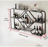 PIKYsailed Metal Wine Rack Wall Mounted with Led Light, Modern Bar Shelves Wall Mounted with Glass Holder, Multi Functional Liquor Shelf Wall Mounted for Home Bar, Kitchen & Dining Room (Black, 47) PIKYsailed