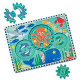 Melissa & Doug Wooden Underwater Jigsaw Spinning Gear Puzzle – 18 Pieces Wooden Puzzle for Toddlers and Preschoolers, for Boys and Girls Ages 3+ Melissa & Doug