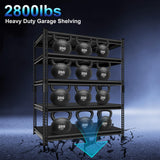 Huhaneon Heavy Duty Garage Shelves - 48''W 2,500Lbs Metal Adjustable Storage Shelving Rack Units for Warehouse Basement 5 Tier Black 47.2" W x 17.7" D x 78" H Huhaneon
